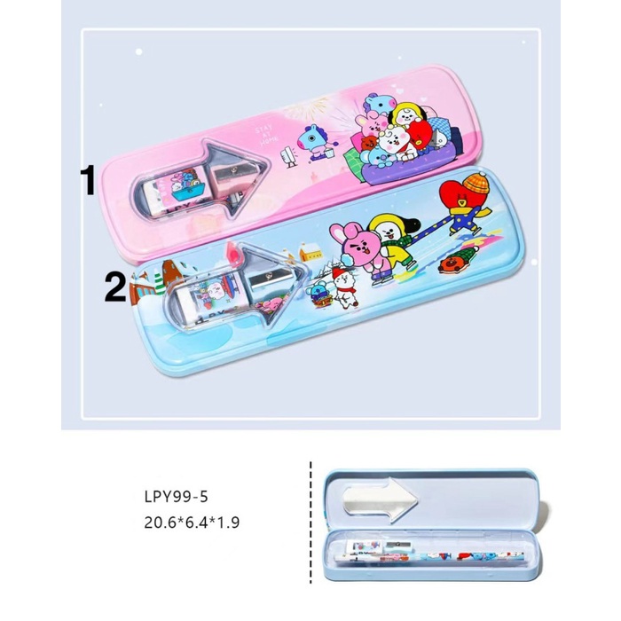 

PRO Kotak Pensil Kaleng 1 Susun Set 6.5x20 / Tempat Pensil - 99 5 BT21, Bebas