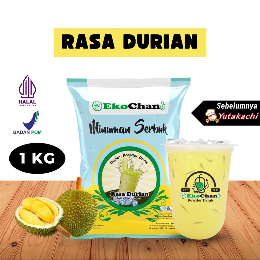 

Bubuk Minuman Durian 1 Kg EkoChan / Powder Drink Aneka Rasa / Bubuk Minuman Kekinian / Serbuk Minuman / Bubble Drink