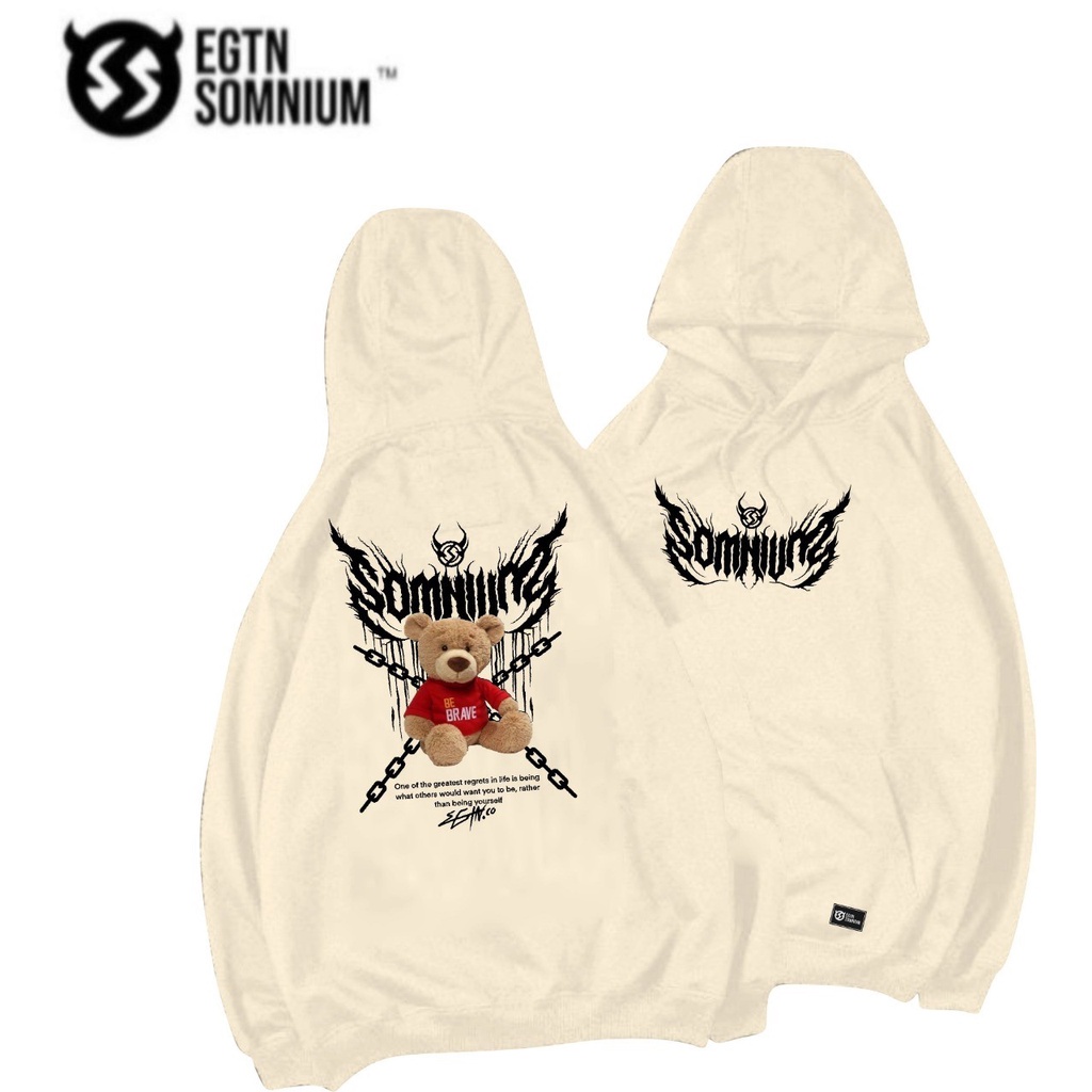 Sweater Hoodie Cream Pria Motif Terbaru Whatever Keren EGTN SOMNIUM | Hoodie Pria Wanita Simple Polos Premium