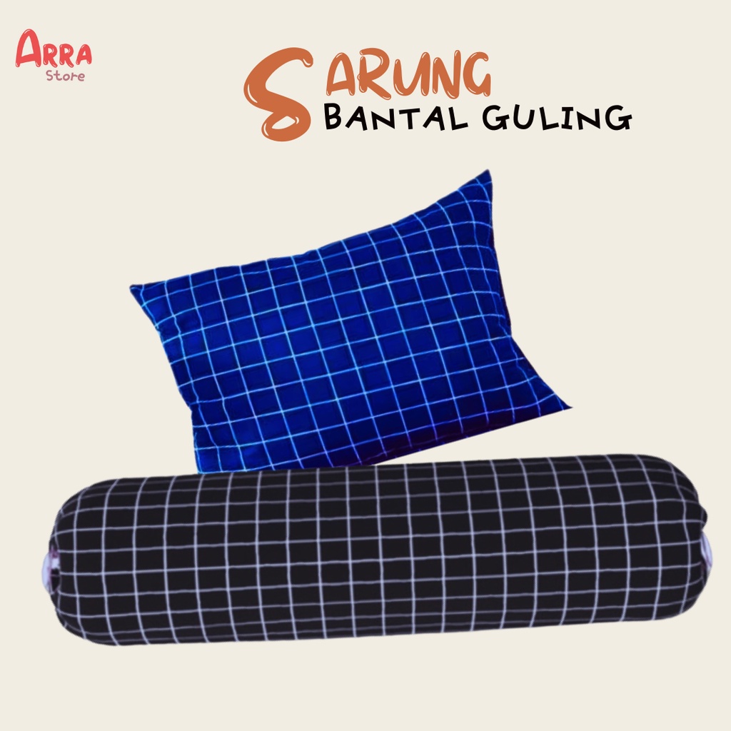 Sarung Bantal Guling Aesthetic Motif Kotak Korean Style