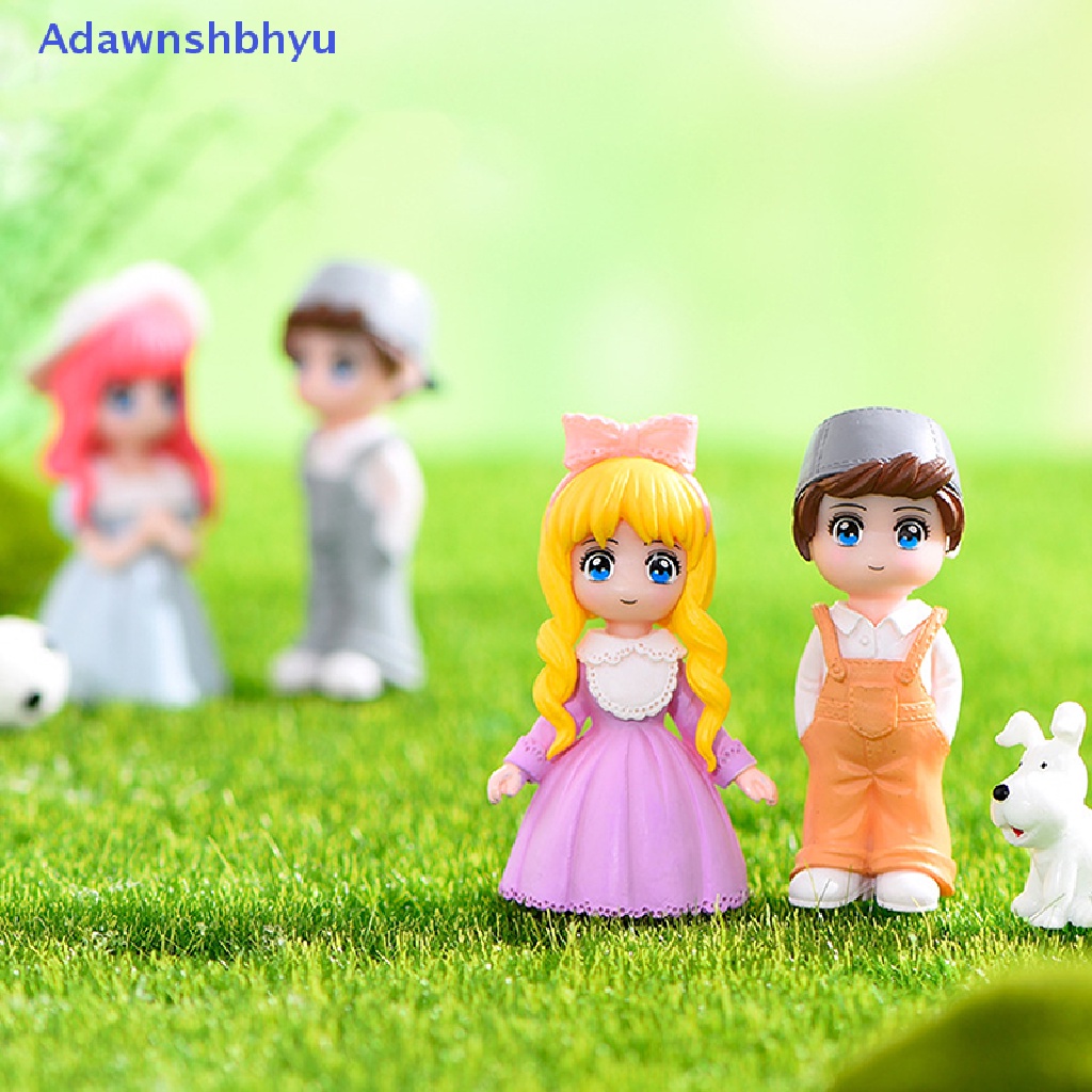 Adhyu 2pcs/set Mini Boy and Girl Lovers Fairy Garden Ornamen Rumah Lanskap Mikro ID