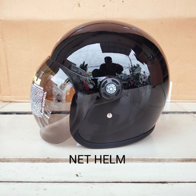 HELM HIU VIGO RETRO BLACK METALIK ORI HELM HIU