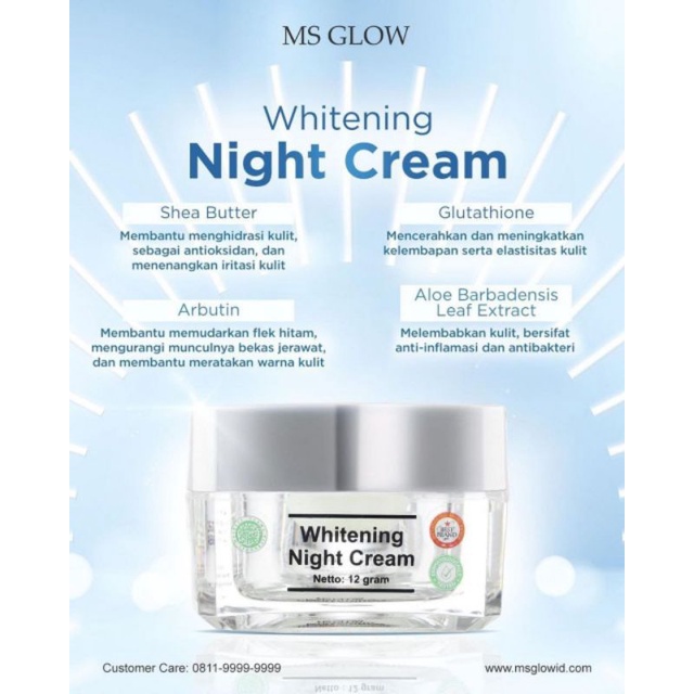 WHITENING NIGHT CREAM / KRIM MALAM WHITENING MS GLOW