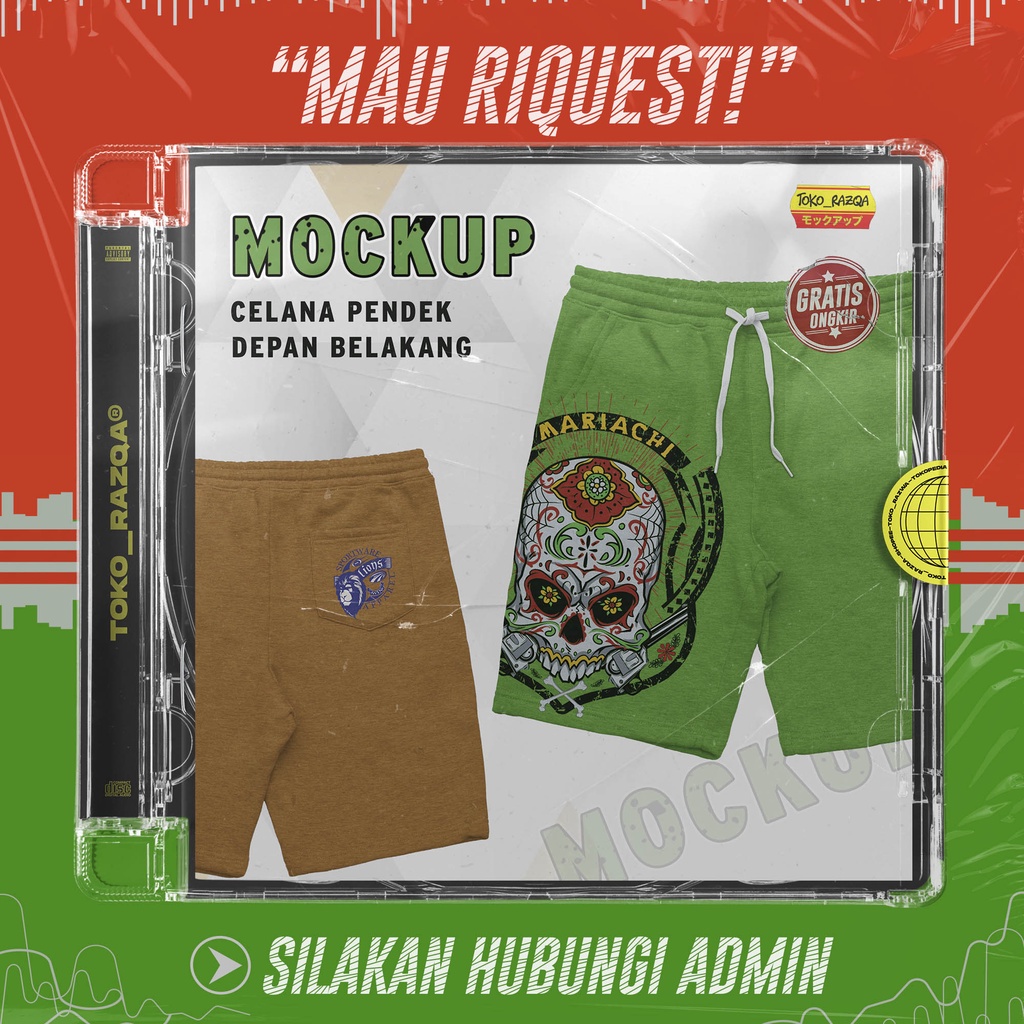 Mockup Celana Pendek Depan Belakang ◖MOCKUP◗