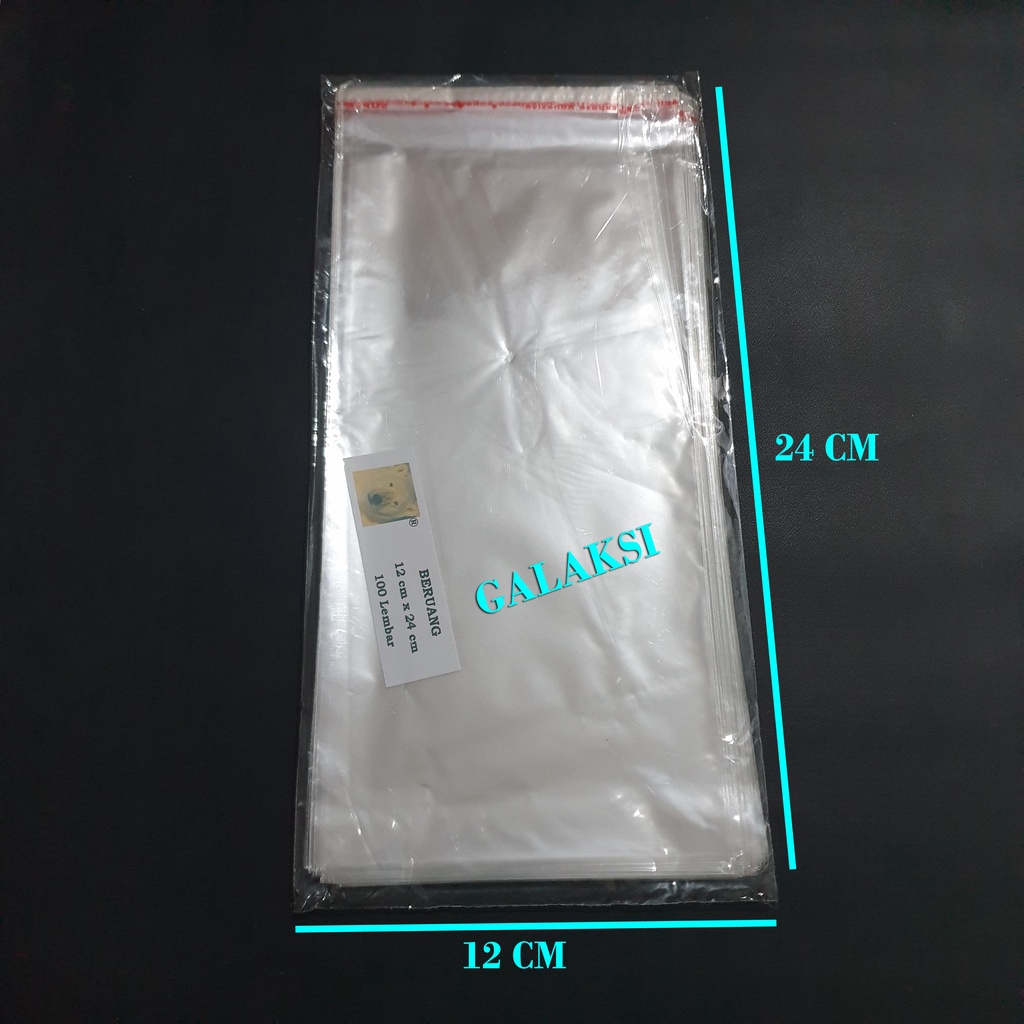 [PAK/100 LBR] PLASTIK UNDANGAN OPP SEAL 12X24 CM