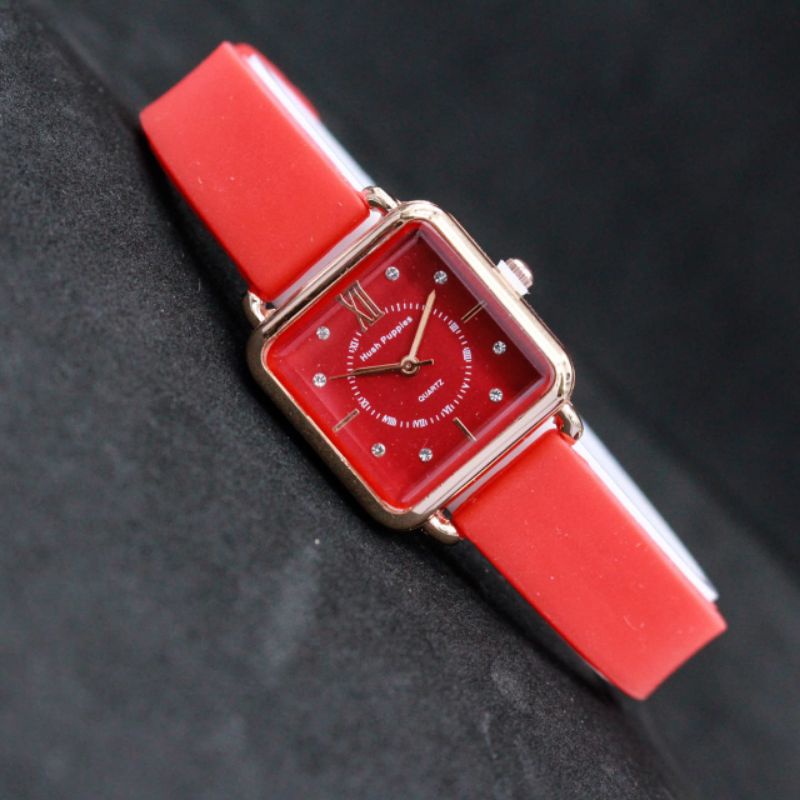 JAM TANGAN WANITA CEWEK HUSH PUPPIES FASHION PERMATA TALI RUBBER WARNA ANALOG TERBARU