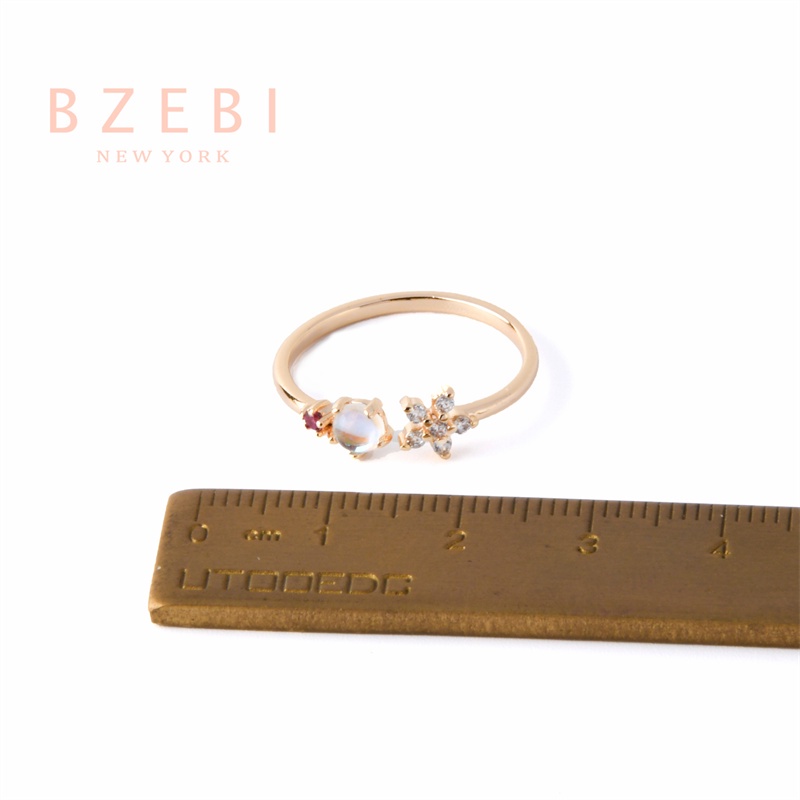 Bzebi Cincin Emas Berlian 18k Cincin Terbuka Dapat Disesuaikan Anti Karat Gaya Korea Aksesoris Fashion Wanita Aksesoris Harian Perhiasan Premium Hadiah Ultah Dengan Box 29r