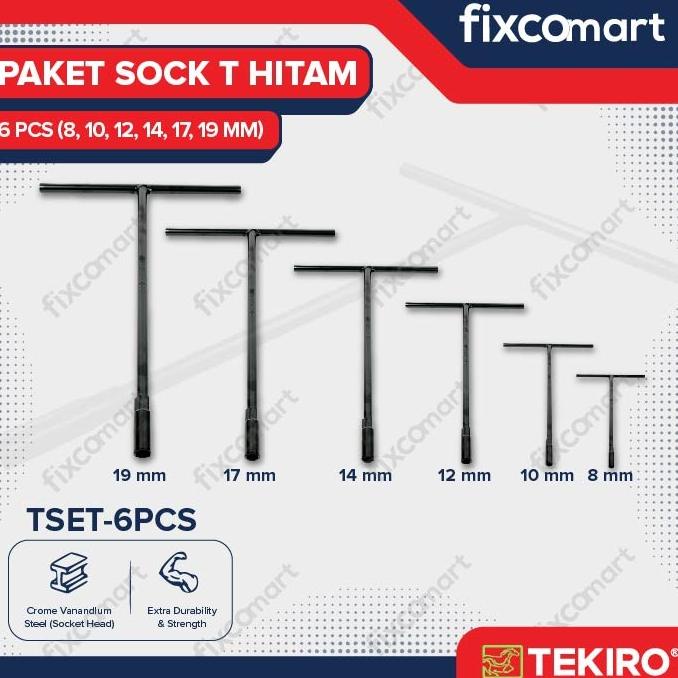 TEKIRO Kunci Sock T Set / Sok T Fullset 8 - 10 - 12 - 14 - 17 - 19 mm fixco Buru Order
