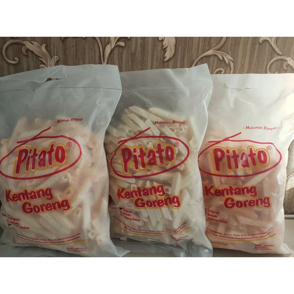 

Pitato kentang goreng, stik kentang 3 varian rasa berat 250 gram