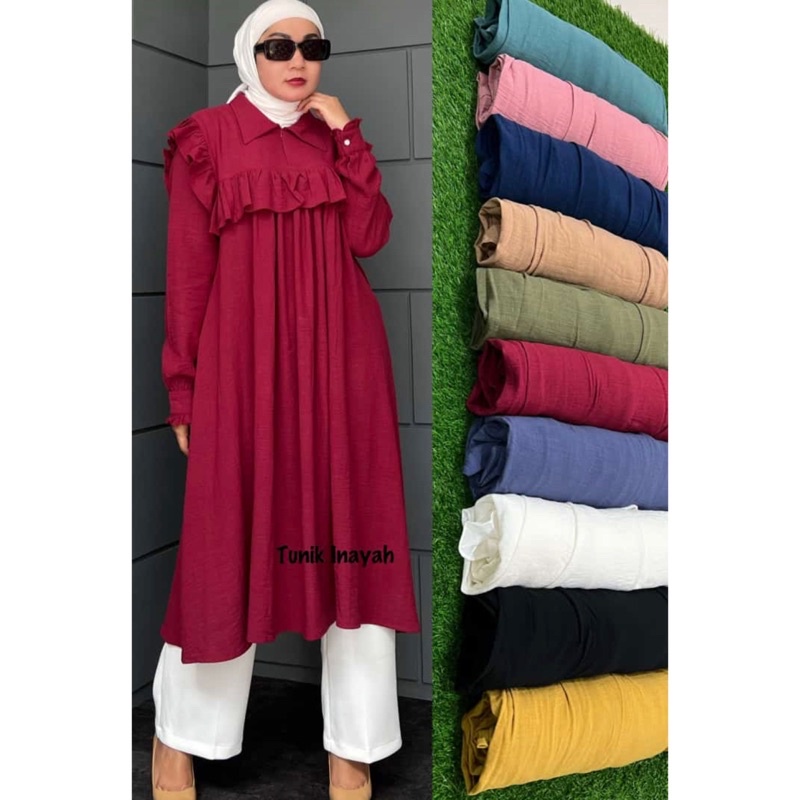 Tunik Inayah | Winody | Bahan Linen Crinkle Premium