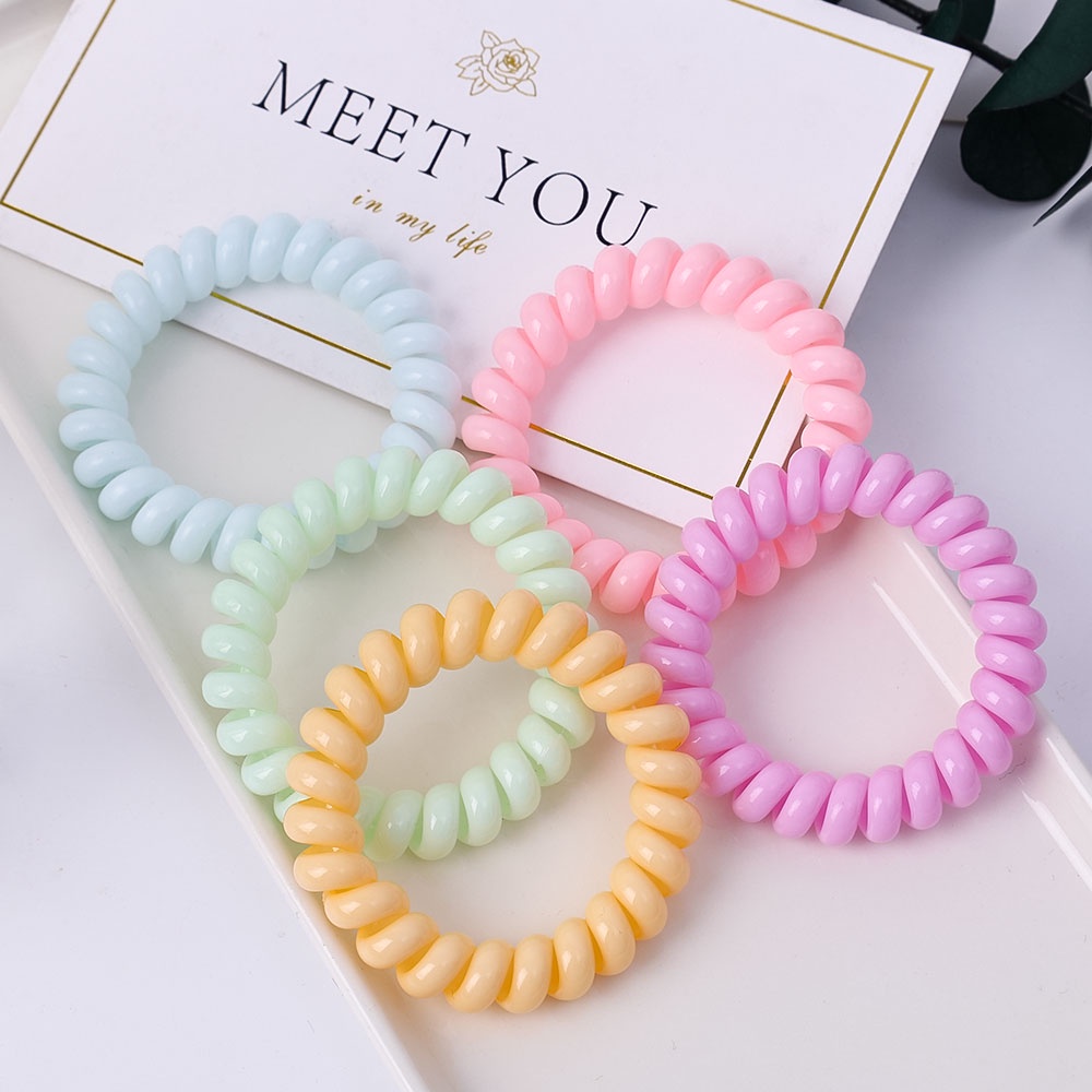 Cincin Rambut Warna Permen Karet Rambut Sederhana Wanita Korea INS Style Aksesoris Rambut Ponsel Coil Karet Elastis Ikat Rambut Wanita Perempuan Tali Rambut Hiasan Kepala Scrunchies Elegan