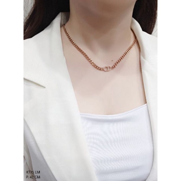 Kalung & Gelang Titanium Rose Gold Anti Karat - Korean Luxury Style Set Perhiasan Wanita Rantai Inis
