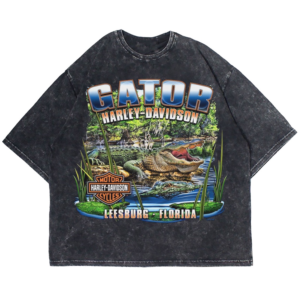 Patternmerch "harley davidson gator" Oversize T-shirt | washed tee | kaos vintage