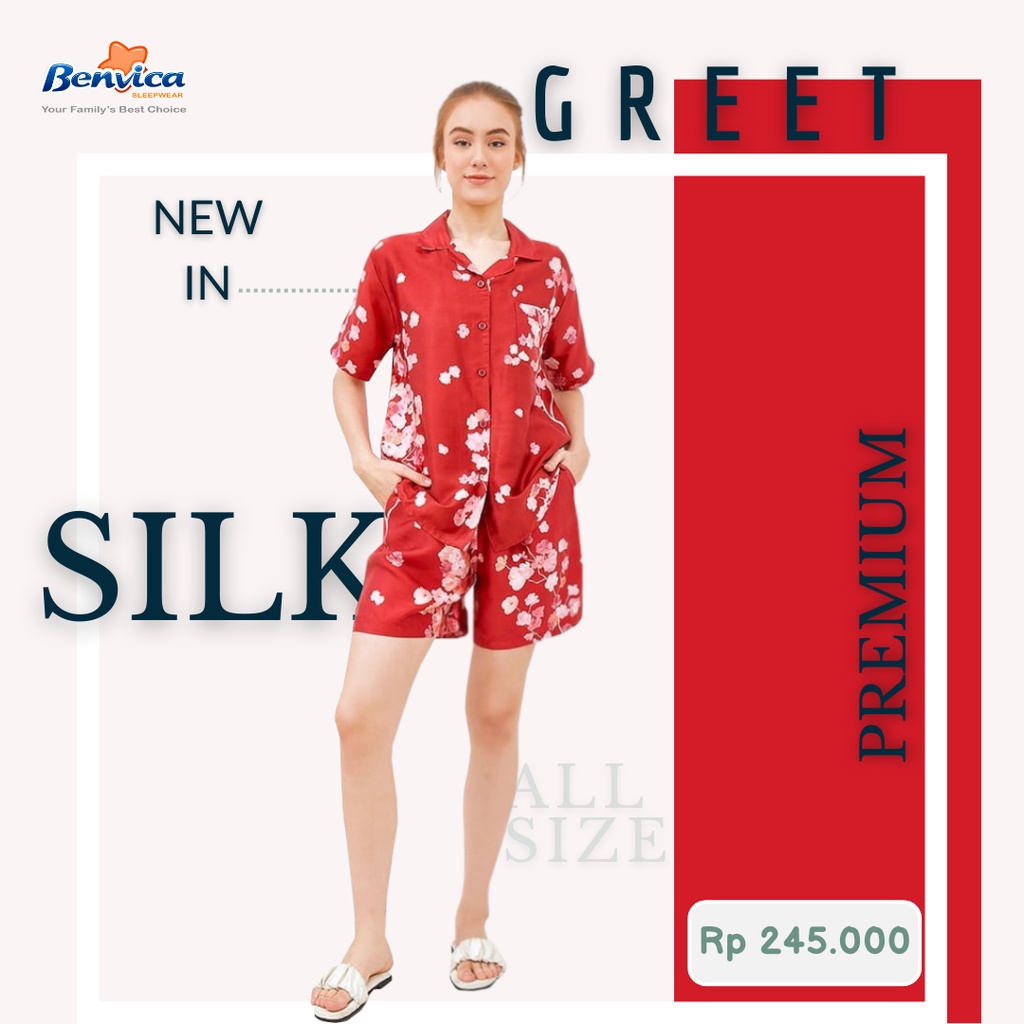 BAJU TIDUR CELANA PENDEK KATUN ORGANIK SILK PREMIUM GREET