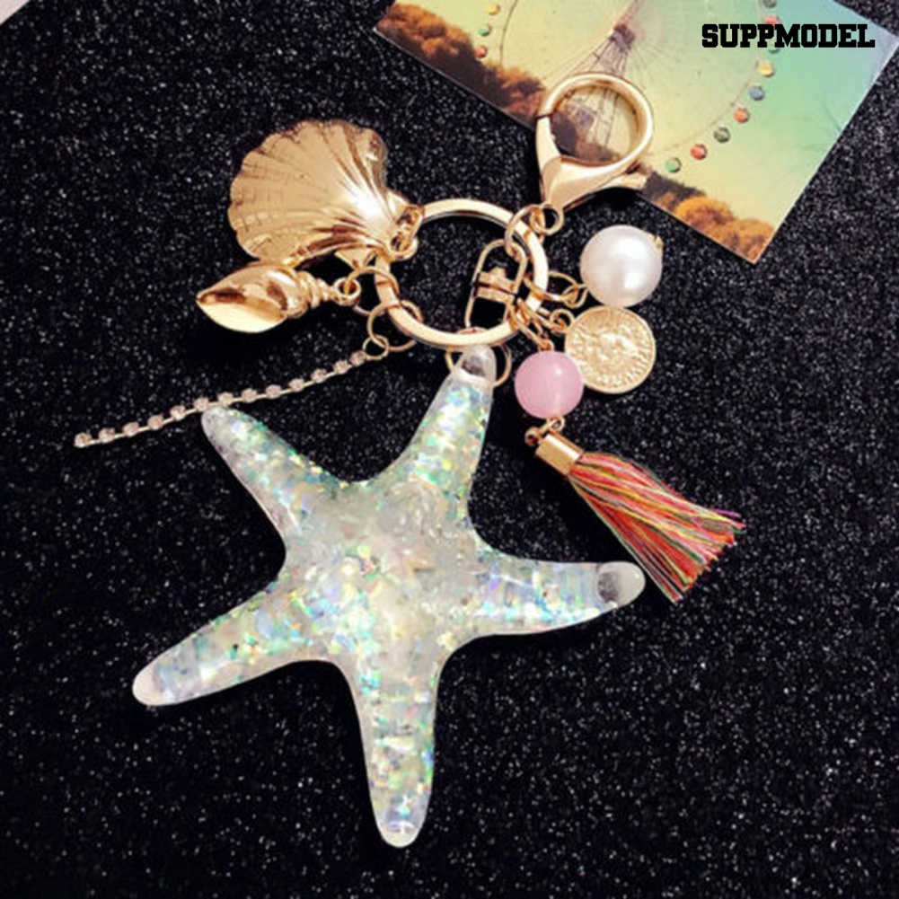 [Auto] Lucu Bintang Laut Shell Whelk Rumbai Liontin Gantungan Kunci Wanita Keyring Keychain Keyfob