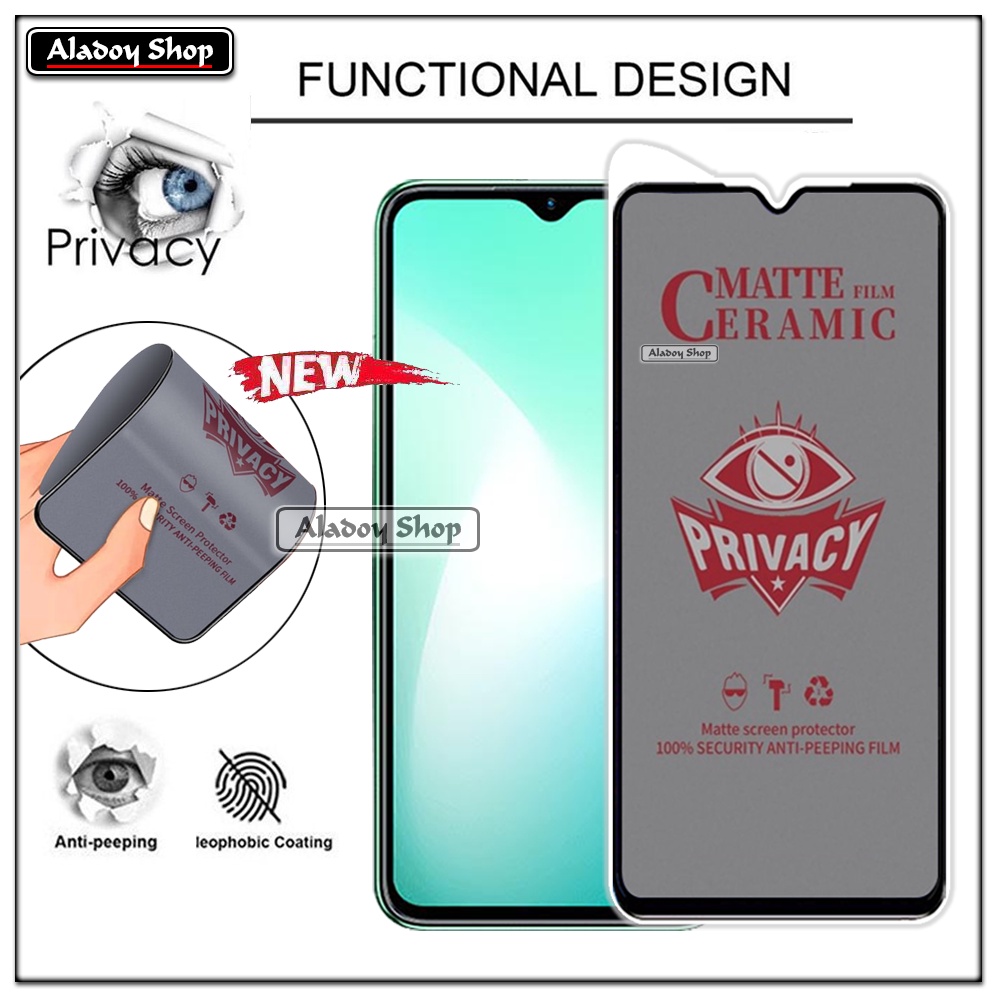 Tempered Glass Anti SPY Infinix Hot 11 Play Anti Gores Privacy + Tempered Glass kamera dan Skin Carbon