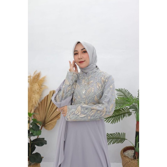 BUNDA CORLA DRESS | Gamis tille mix ceruty baby doll | Gamis brukat jumbo | Gamis | Gamis wisuda lamaran pernikahan //  KEBAYA ORIGINAL // KEBAYA MODERN // By Pelaminan Biru