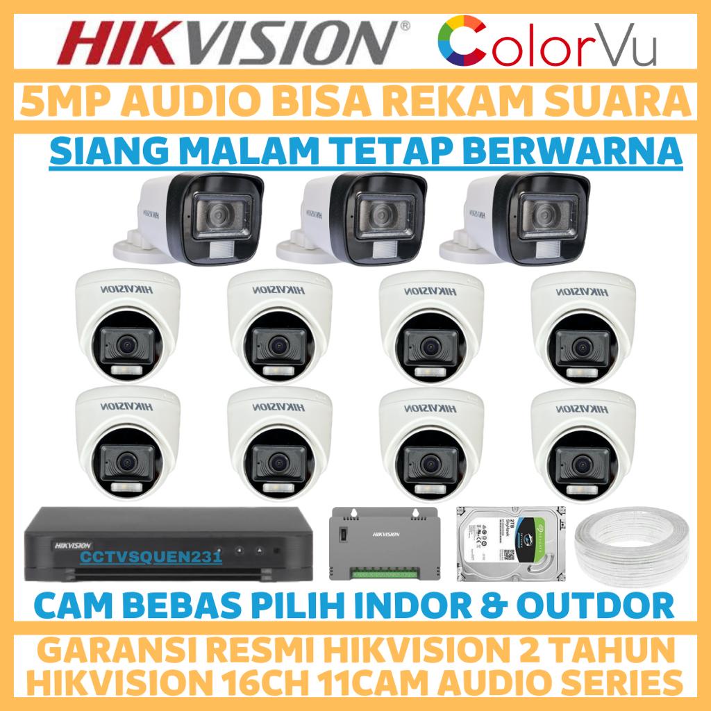 PAKET CCTV HIKVISION COLORVU 5MP 16 CHANNEL 11 CAMERA AUDIO SERIES TURBO HD