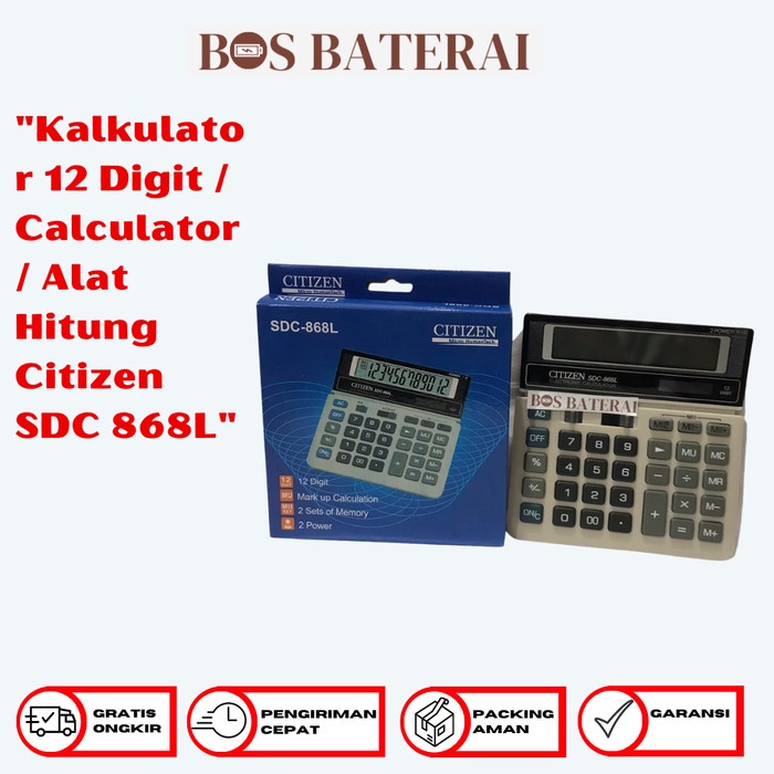

LIMITED EDITION Kalkulator 12 Digit / Calculator / Alat Hitung Citizen SDC 868L