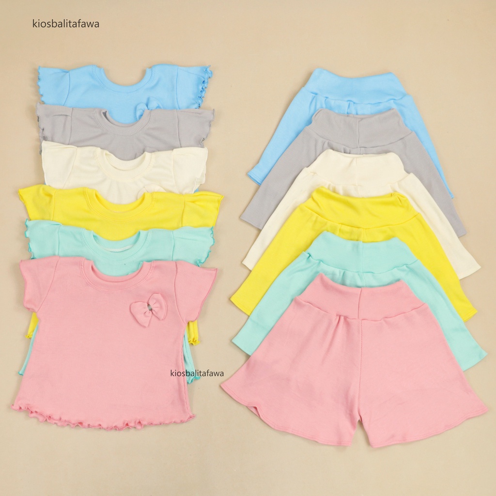 [KNIT] Setelan Melon uk 1-3 Tahun / Cotton Rib Set Anak Perempuan Baju Anak Cewek Polos Katun Importn Stel Babycinnamon