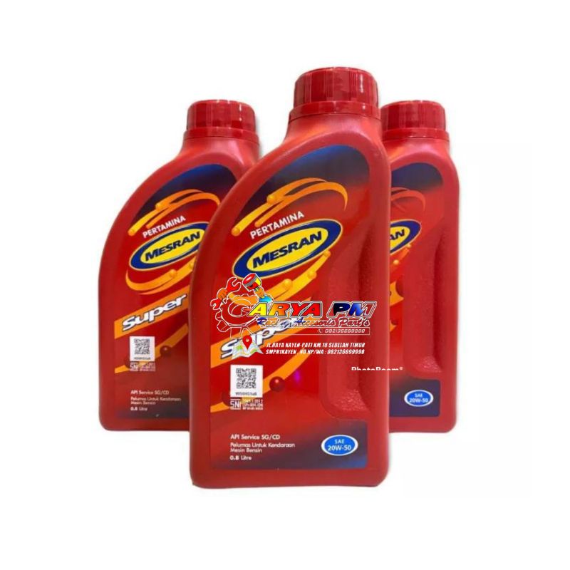 OLI PERTAMINA MESRAN SUPER 0,8 l/800 ml SAE 20W-50 ORIGINAL, Oli Mesin Mesran Super