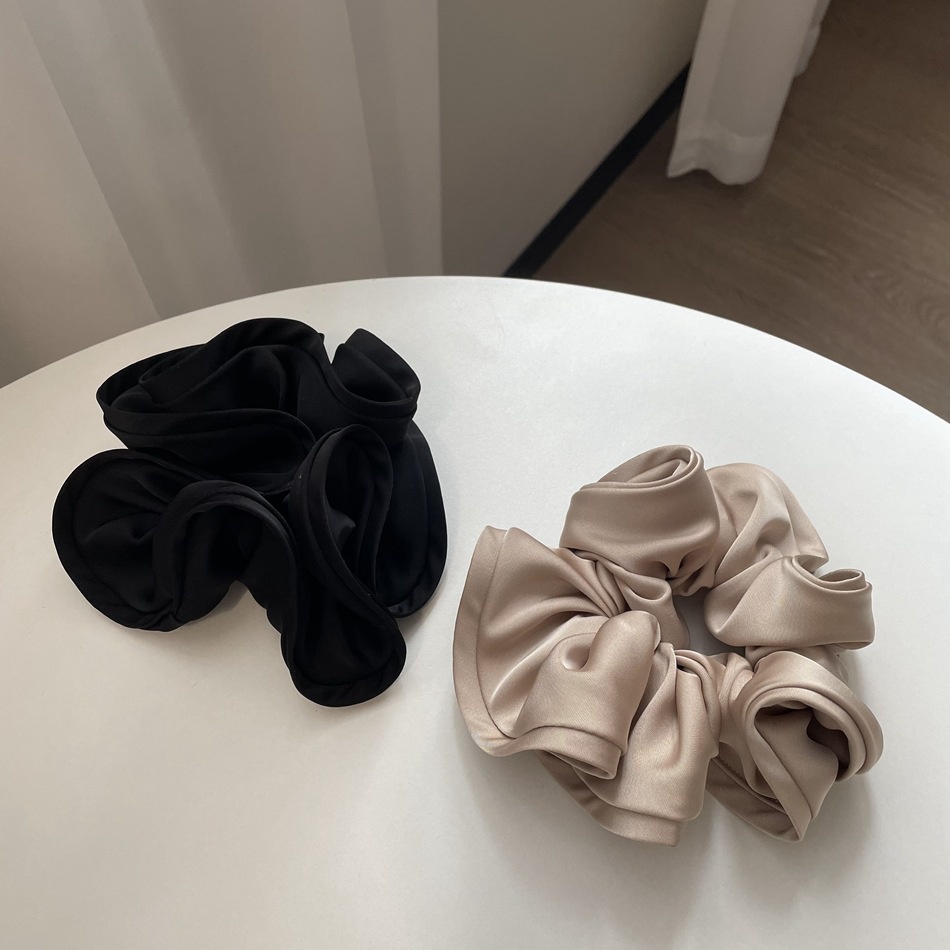 FRENCH BIG RING SCRUNCHIE HAIR TIE KARET IKAT RAMBUT SILK SATIN WARNA POLOS COKELAT HITAM HIJAU ABU-ABU MERAH BESAR KOREA KOREAN SCRUNCHIES PITA