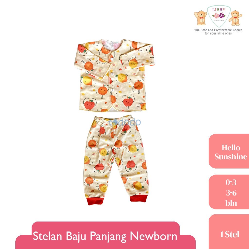 Baju Bayi Piyama Anak Setelan Panjang Newborn 0 3 6 Bulan LIBBY Motif Hello Sunshine (1 stel)