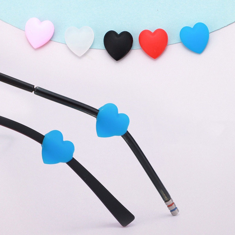 5pasang/set Untuk Penahan Kacamata Cinta Bentuk Hati Ear Grip Hooks Eyeglasses Holder Tali Kacamata Mini Silikon Anti-Slip Cover Holder Frame Kacamata Kaki Aksesoris