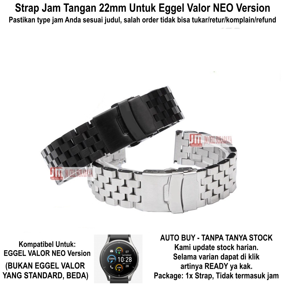 Tali Jam Kompatibel Eggel Valor Neo 22mm - Strap Super Engineer Stainless Steel Premium