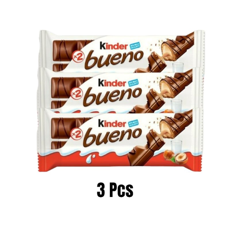 

Kinder Bueno 3 × 43 gr ( Isi 3 pcs ) | Coklat Halal