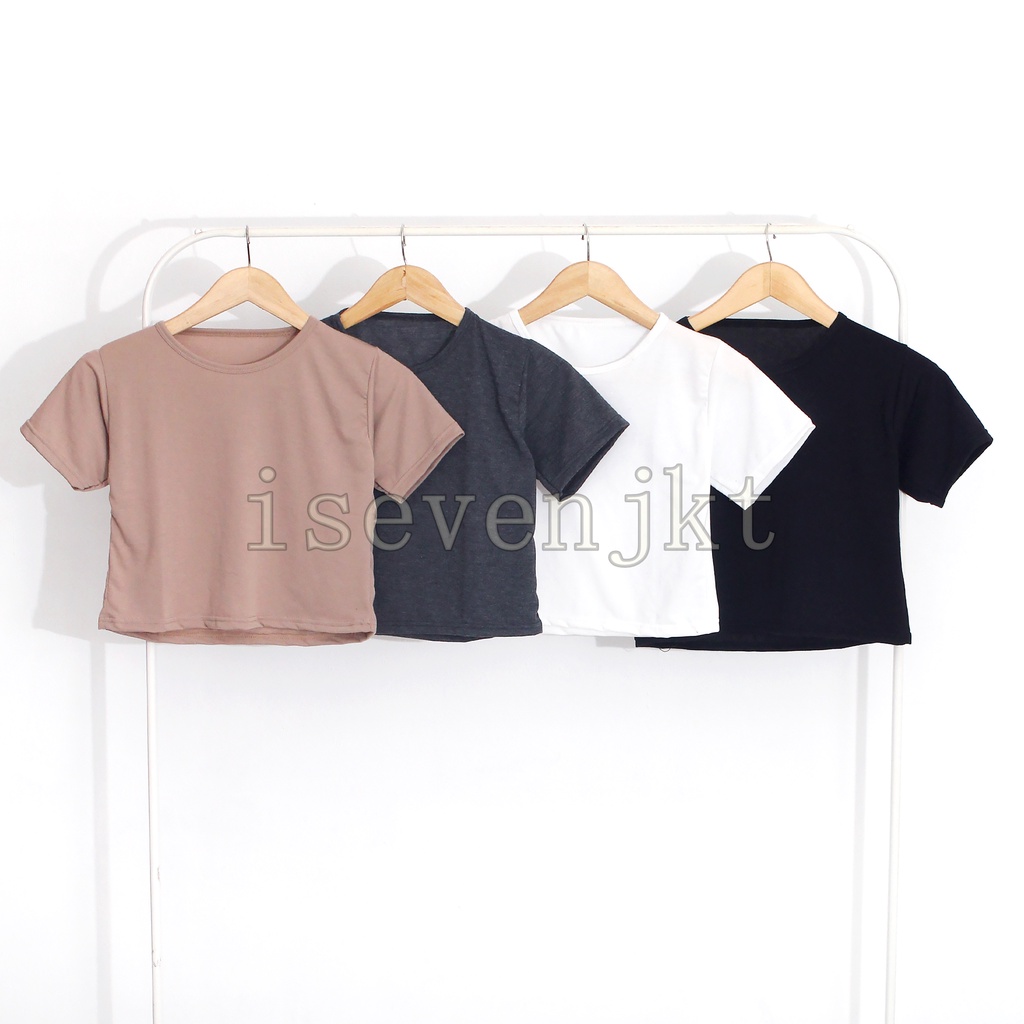 iseven p SPANDEX BASIC CROP TOP / KAOS CROP TOP / TSHIRT CROP / HANAFE CROP TOP / CROP TOP SLIM