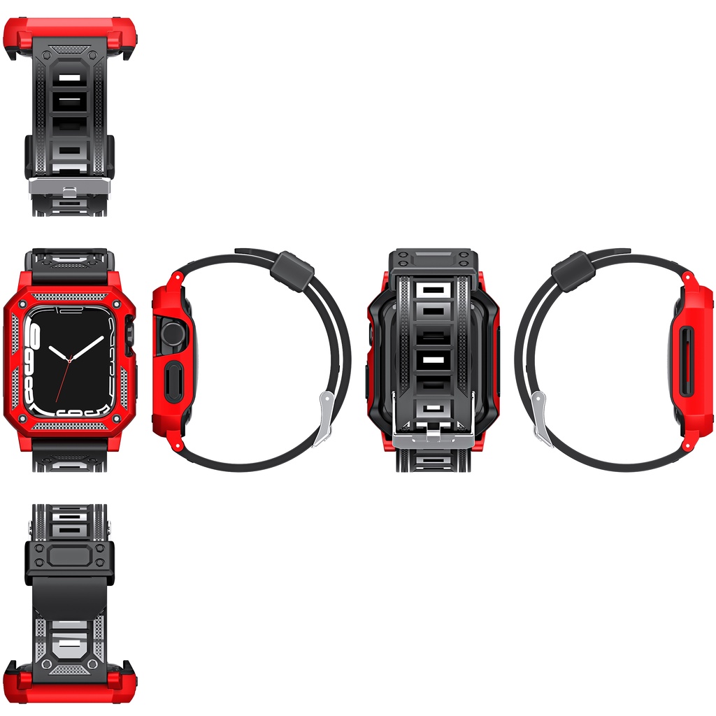 Set Bumper Case + Strap iWatch 49 45 44 42 41 40 38 mm Bahan Silikon Rubber Penampilan LEBIH Sporty