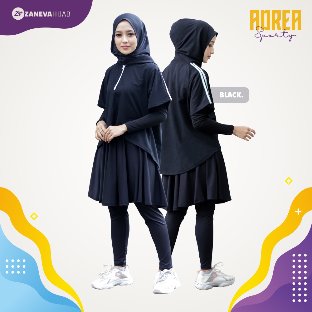 Adrea Sporty l Hoodie Olahraga Muslimah l Hoodie Wanita l Sportwear Zaneva l Olahraga Lari Bersepeda Workout Jogging