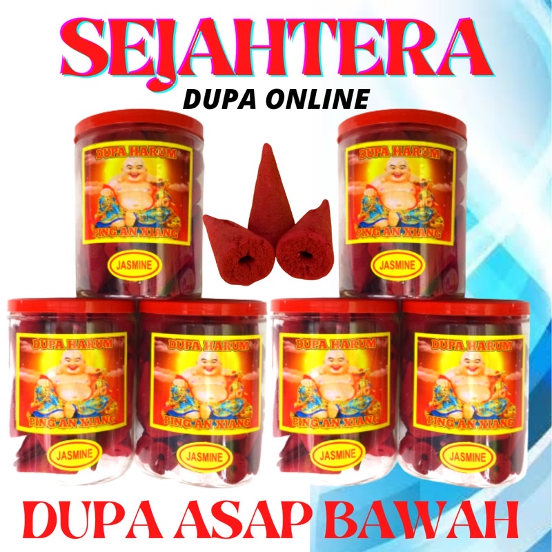 Dupa Tumpeng/Kerucut Asap Bawah Aroma “JASMINE” isi 55 pcs Toples MERAH