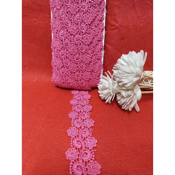 #Renda giper gelombang bunga meteran lebar 2,5cm(minimal belanja 20k boleh campur barang lain)
