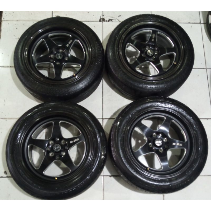 Velg Mobil Bekas BSS Ring 16 Pcd 4x100/114 + Ban 205 55 r16 Buat Jazz Livina Avanza Xenia Vios Balen