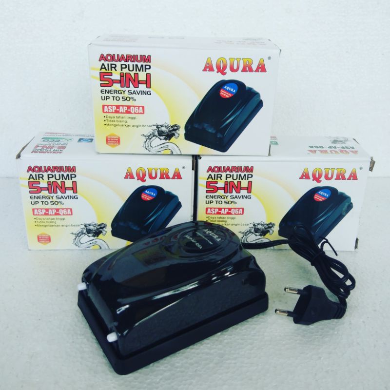 mesin aerator airpump 2 lubang AQURA ASP AP Q6A airpump aquarium mesin gelembung udara akuarium