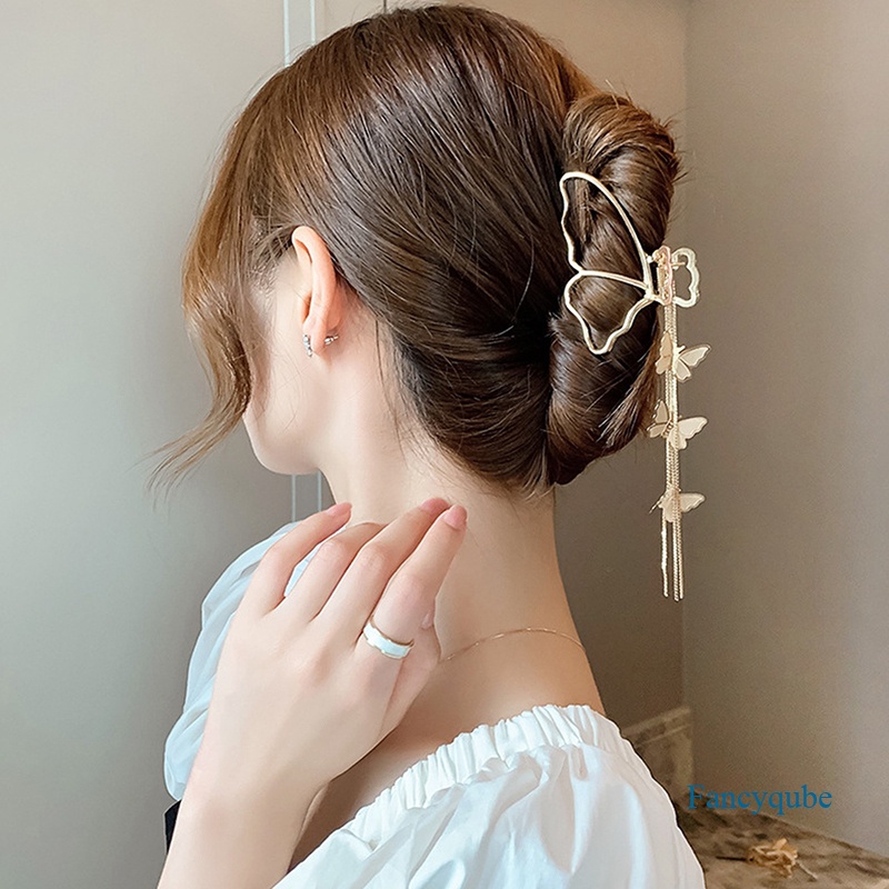 Produk Baru Modis Berongga Kupu-Kupu Rumbai Hiu Klip Bulang Sederhana Korea Fashion Jepit Aksesoris Rambut Untuk Wanita
