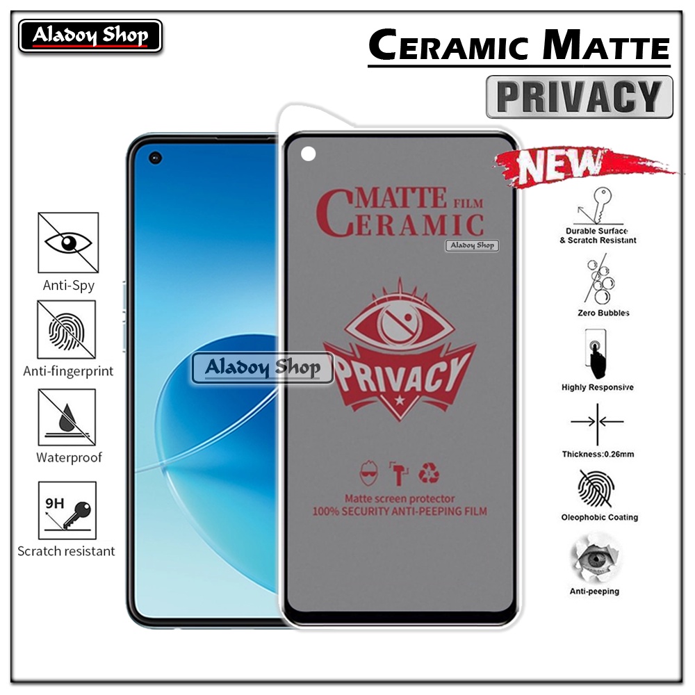 Tempered Glass Anti SPY Oppo Reno 6 4G Anti Gores Privacy + Tempered Glass kamera dan Skin Carbon