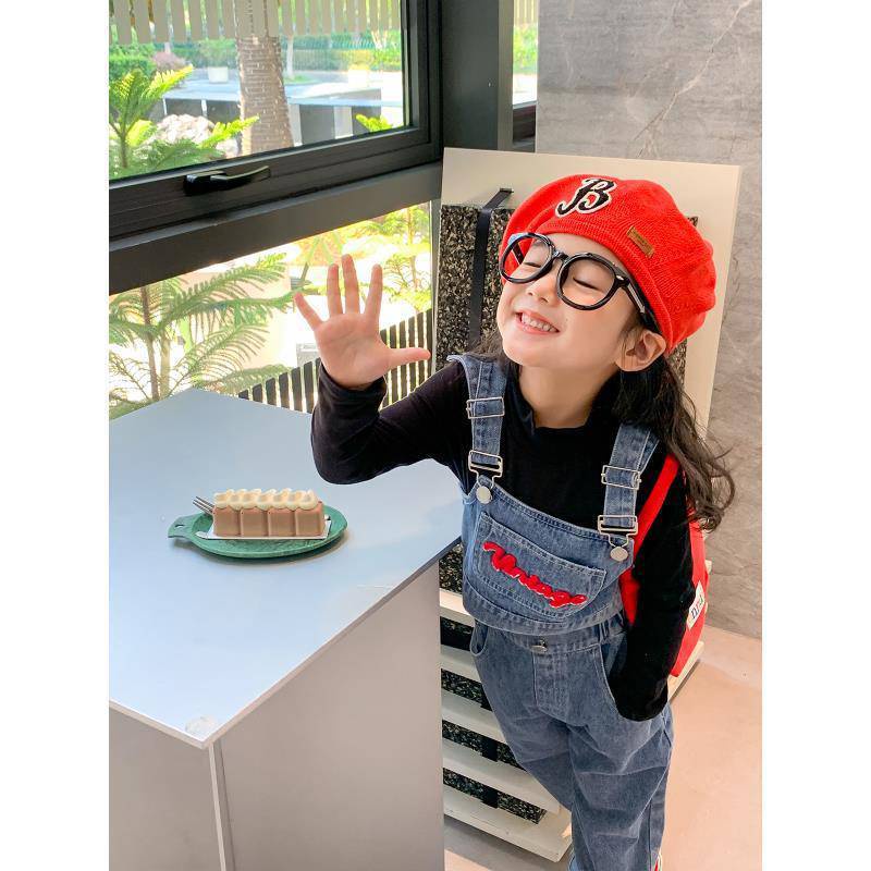 JUNE_COLLECTIONS SETELAN SET ANAK CELANA LENGAN PANJANG JEANS KODOK BAJU KODOK JEANS ANAK PEREMPUAN #657