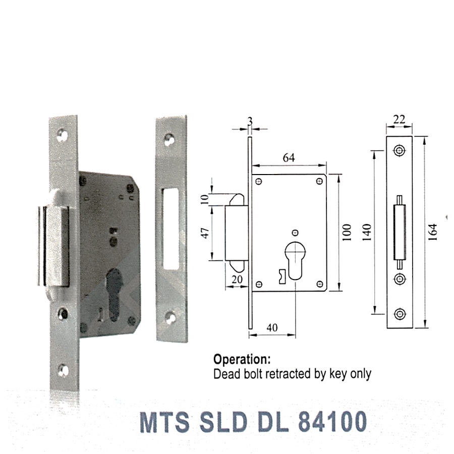 Dekson / Dekkson MTS SLD DL 84100 SSS/Mortise Lock, Body kunci sliding