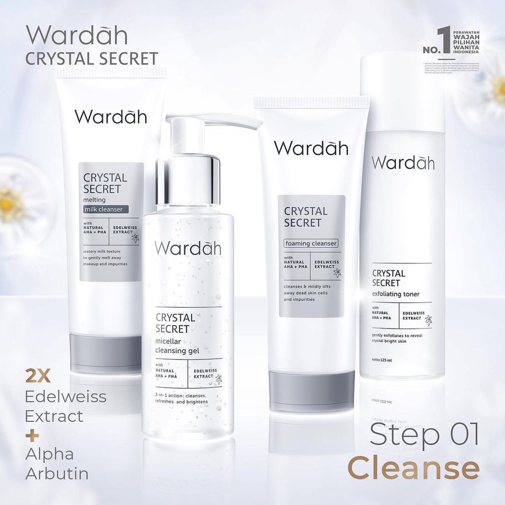 Wardah Crystal Secret Foaming Cleanser with Natural AHA+PHA 100 ml - Sabun Cuci Muka Mencerahkan