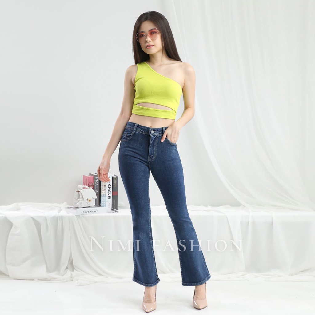 NIMI - Lora Bootcut Celana Jeans Highwaist Wanita Celana Jeans Cutbray Wanita