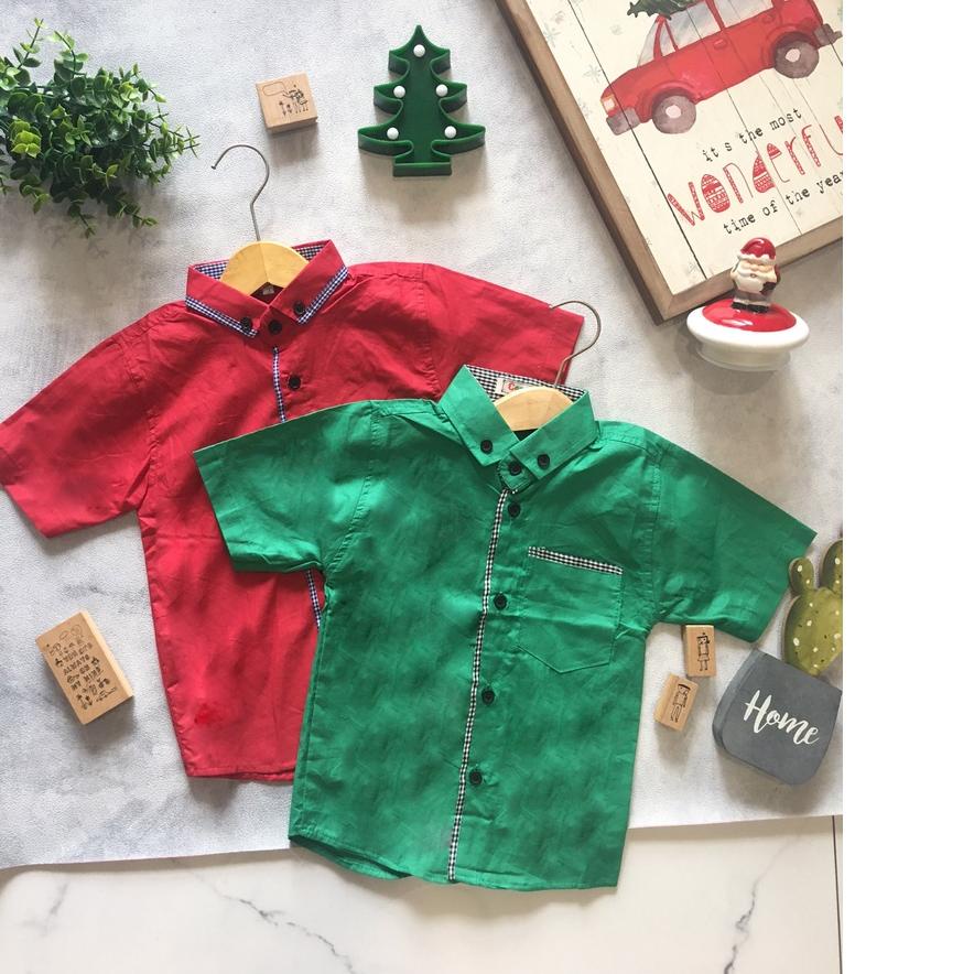 Trend - GRAVERA CASELLA Kemeja Anak Merah Hijau Biru Kuning Abu Creme Natal Imlek