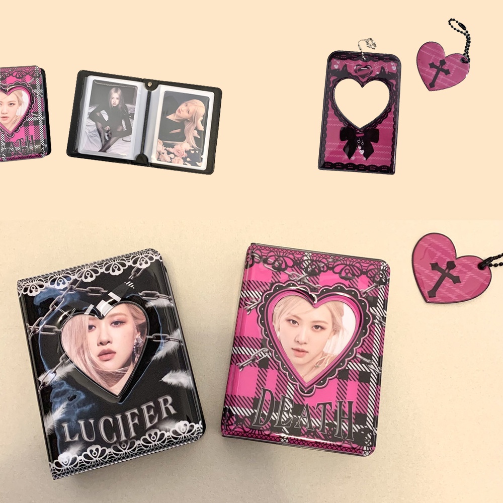 In Hitam Bulu 3 Inci Album Foto Renda 40 Kantong Bahan PVC Penyimpanan Kartu untuk Kpop Idol Pas Foto Pemegang Koleksi Buku