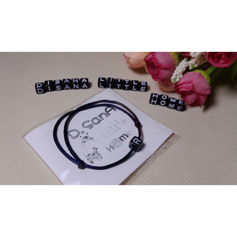 Gelang Inisial Huruf Monte Hitam Tali Sateen China 1 mm