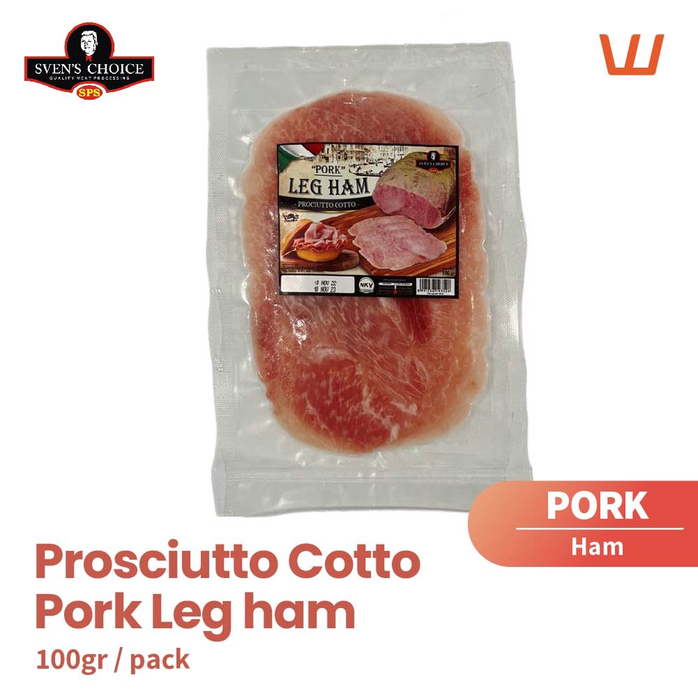 Jual Prosciutto Cotto Pork Leg Ham Babi sliced 100gr Sven's Choice