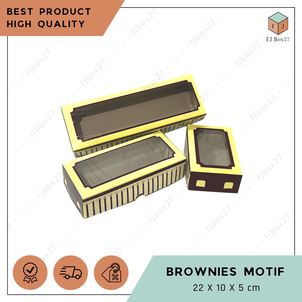 (10 pcs) BOX BROWNIES MOTIF DUPLEK 22X10X5 CM / DUS PISANG MOLEN / BOX COOKIES / KEMASAN SERBAGUNA /