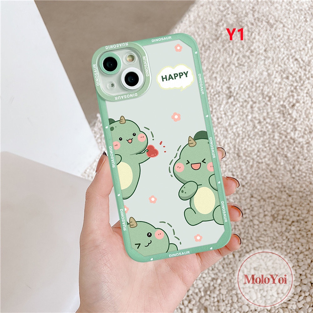 IPHONE Kompatibel Untuk Iphone11 14 13 12 Pro Max6 6s 8 7 Plus XR X XS Max SE 2020kartun Lucu Dinosaurus Teh Susu TPU Soft Ange Eyes Case