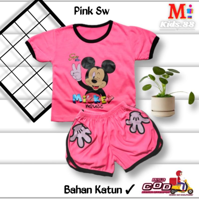 Setelan Playset  Cupa Cup Baju Anak MICKEY MOUSE/Set Anak Balita/Set Anak Unisex Buat Usia 0-4 tahun